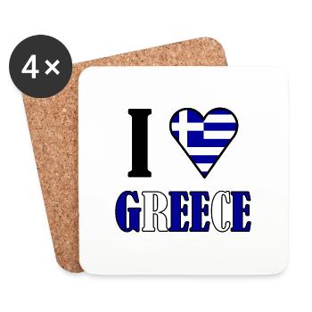 I love Greece | I Love Greece say heart - Coasters (set of 4) - white - Front