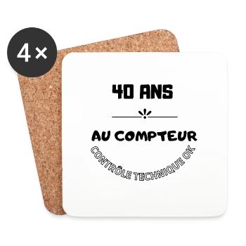 40 ans au compteur contrôle technique ok - Dessous de verre (lot de 4) - blanc - Devant