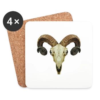 Le crâne de Ram - Dessous de verre (lot de 4) - blanc - Devant