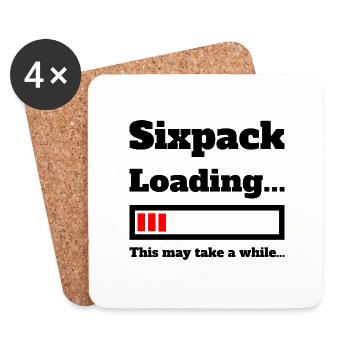 Sixpack chargement drôle de dicton pour la blague d’entraînement - Dessous de verre (lot de 4) - blanc - Devant