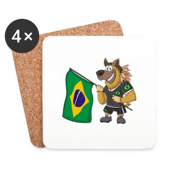 Brasilien Rasta Hund - Untersetzer (4er-Set) - Weiß - Vorne