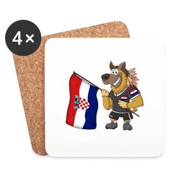 Croatie Rasta Dog - Dessous de verre (lot de 4) - blanc - Devant