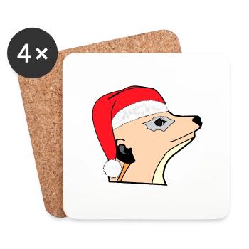 Suricate père noel - Dessous de verre (lot de 4) - blanc - Devant