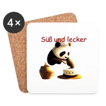 Süß und lecker Panda Bäcker. Geschenk - Untersetzer (4er-Set) - Weiß - Vorne