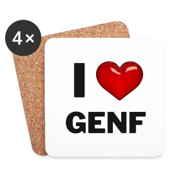 J’aime Genève - Dessous de verre (lot de 4) - blanc - Devant