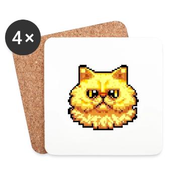 Persian cat Negan in pixel design - Coasters (set of 4) - white - Front