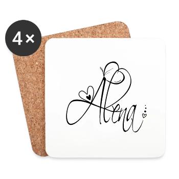 Alena Name Vorname Mädchen Kalligrafie Dekor - Untersetzer (4er-Set) - Weiß - Vorne