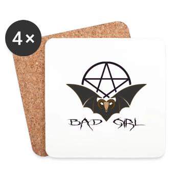 Esthétique gothique noire BAD GIRL dark wave - Dessous de verre (lot de 4) - blanc - Devant