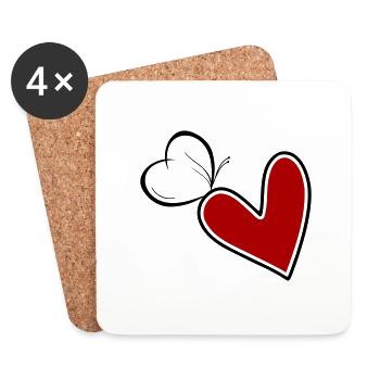 Butterfly heart heart with butterfly - Coasters (set of 4) - white - Front
