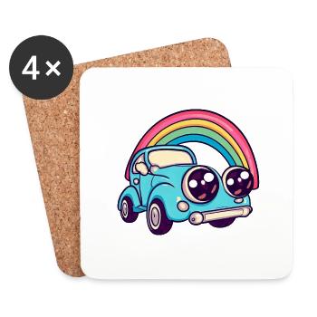 car rainbow - Untersetzer (4er-Set) - Weiß - Vorne