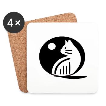 Katze - Untersetzer (4er-Set) - Weiß - Vorne