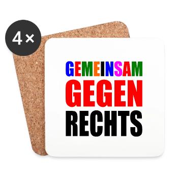 gemeinsam gegen rechts - Untersetzer (4er-Set) - Weiß - Vorne