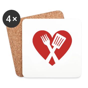 L’amour de la cuisine - Dessous de verre (lot de 4) - blanc - Devant
