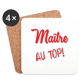 MAÎTRE. MAITRE. MERCI. MERCI MAÎTRE - Dessous de verre (lot de 4) - blanc - Devant