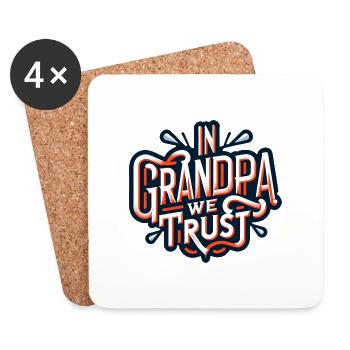 Papi confiance, on aime notre papy - Dessous de verre (lot de 4) - blanc - Devant