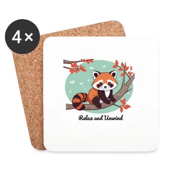 Relax and Unwind – Red Panda - Coasters (set of 4) - white - Front