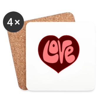 Conception de cœur d’amour par Cean - Dessous de verre (lot de 4) - blanc - Devant