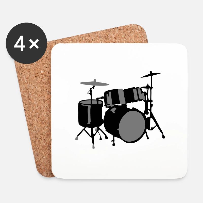 Schlagzeug, Drums - Untersetzer (4er-Set) - Weiß