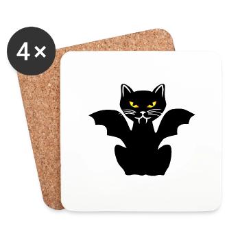 Chat vampire dracula - Dessous de verre (lot de 4) - blanc - Devant