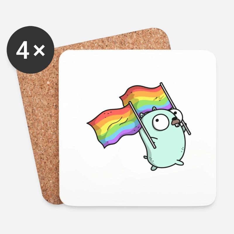 Pride Gopher - Untersetzer (4er-Set) - Weiß