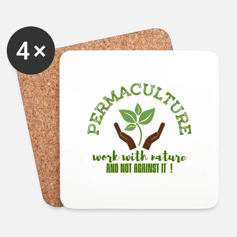 PERMACULTURE work with nature , not against it - Untersetzer (4er-Set) - Weiß
