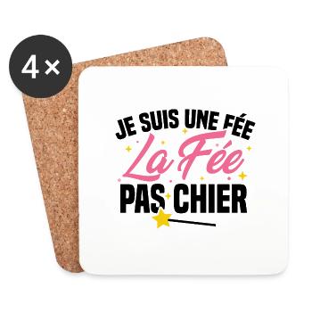 Je suis une fée la fée pas chier - Dessous de verre (lot de 4) - blanc - Devant