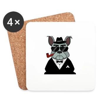 sinistre Français Bulldog Mafia Trend - Dessous de verre (lot de 4) - blanc - Devant