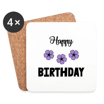HAPPY BIRTHDAY. JOYEUX ANNIVERSAIRE. ANNIVERSAIRE. - Dessous de verre (lot de 4) - blanc - Devant