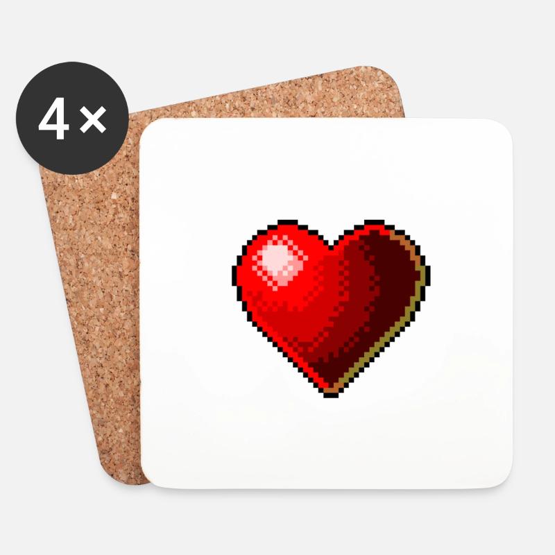Herz 3D Herzen corazon rot retro rot rojo Liebe - Untersetzer (4er-Set) - Weiß