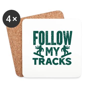 Skiing Snowboard Mountains Holiday Snow Freestyle - Coasters (set of 4) - white - Front
