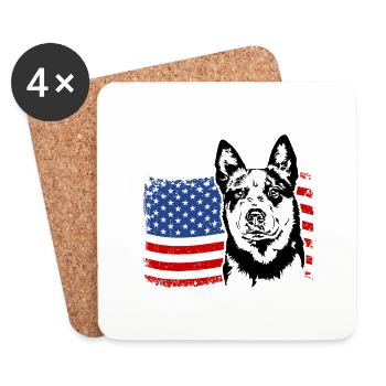 Australien Boeud Chien US Amérique Drapeau Wilsigns - Dessous de verre (lot de 4) - blanc - Devant
