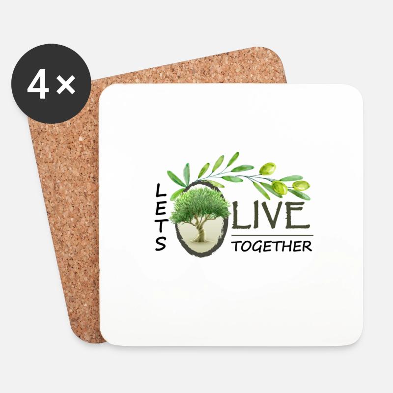 Let's Olive together - Untersetzer (4er-Set) - Weiß