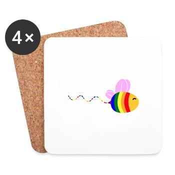 Gay Pride Abeille - Dessous de verre (lot de 4) - blanc - Devant