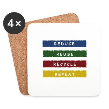 REDUCE REUSE RECYCLE climate protector environmental protection - Coasters (set of 4) - white - Front