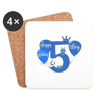 5 Ballon garçon d’anniversaire - Dessous de verre (lot de 4) - blanc - Devant
