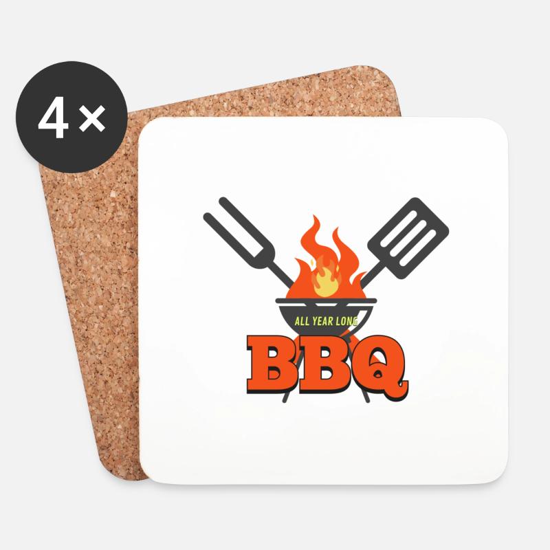 BBQ.. all year long! - Untersetzer (4er-Set) - Weiß