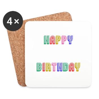 HAPPY BIRTHDAY. ANNIVERSAIRE. - Dessous de verre (lot de 4) - blanc - Devant