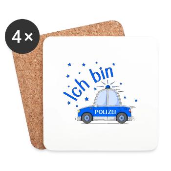Polizeiauto Geburtstag Blau - Untersetzer (4er-Set) - Weiß - Vorne