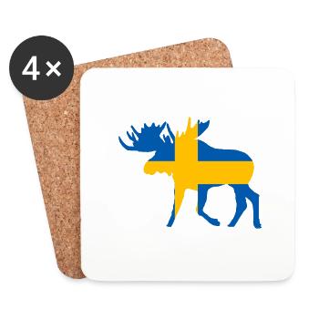 Moose Sweden Flag Scandinavia hunting hunting - Coasters (set of 4) - white - Front