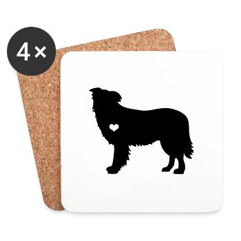 Border Collie Hütehund Schäfer Herzschlag Geschenk - Untersetzer (4er-Set) - Weiß - Vorne