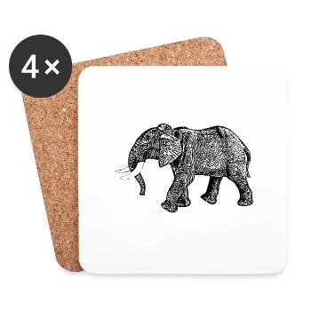 elephant - Coasters (set of 4) - white - Front