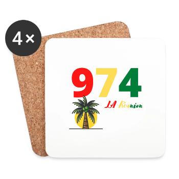 974 LA Réunion - Dessous de verre (lot de 4) - blanc - Devant