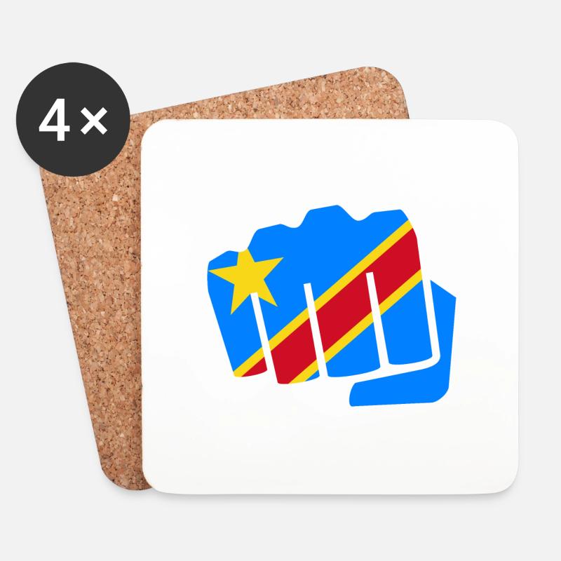 Kongo Zaire Kongu DR Congo Kongó Flagge Geschenk - Untersetzer (4er-Set) - Weiß