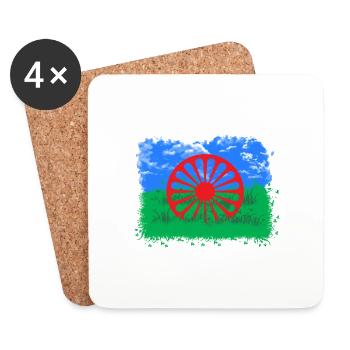 Rom et Sinti Drapeau Liberté et Nature - Dessous de verre (lot de 4) - blanc - Devant