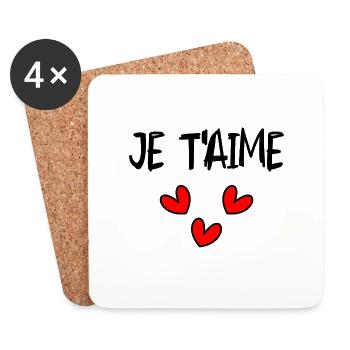 I LOVE YOU. LOVE. SAINT VALENTIN. EVJF. JE T'AIME. - Dessous de verre (lot de 4) - blanc - Devant