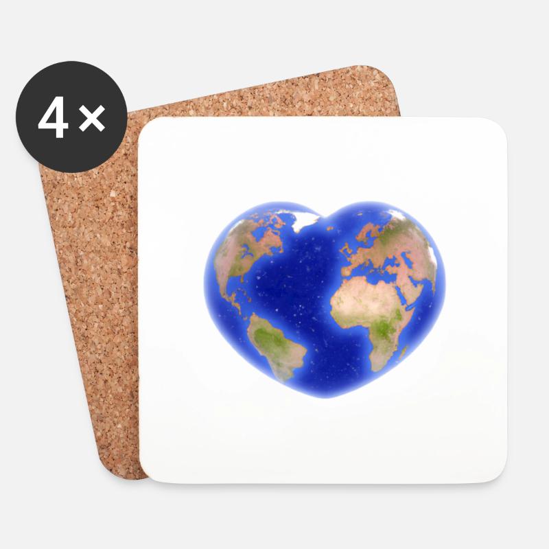 Erde Herz herzförmig Geschenkidee Planet Geografie - Untersetzer (4er-Set) - Weiß