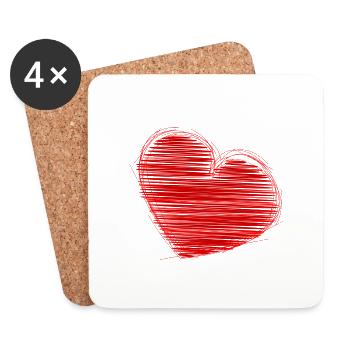 HEART. HEARTS. SAINT VALENTINE. LOVE. LOVE. CHRISTMAS - Coasters (set of 4) - white - Front
