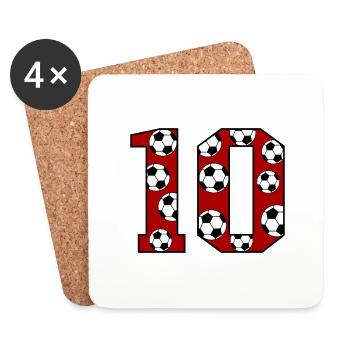 10th Birthday Football Red - Coasters (set of 4) - white - Front