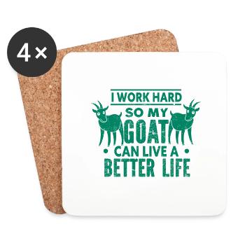 Goat - Buck - Goat - Farm - Zoo - Holiday - Coasters (set of 4) - white - Front
