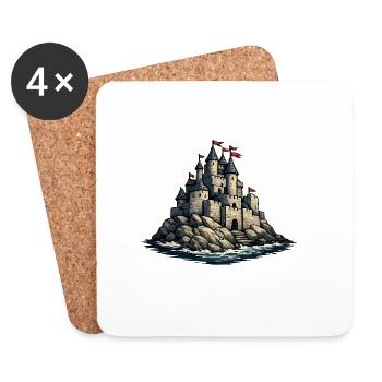 Island castle made of stones by the sea - Coasters (set of 4) - white - Front